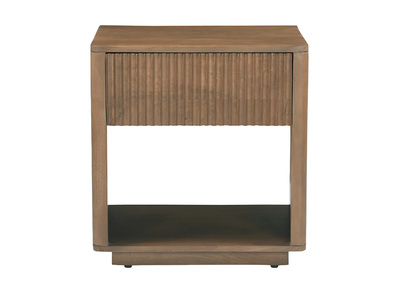 Table de chevet avec tiroir en bois fonc&eacute; manguier massif ALDA