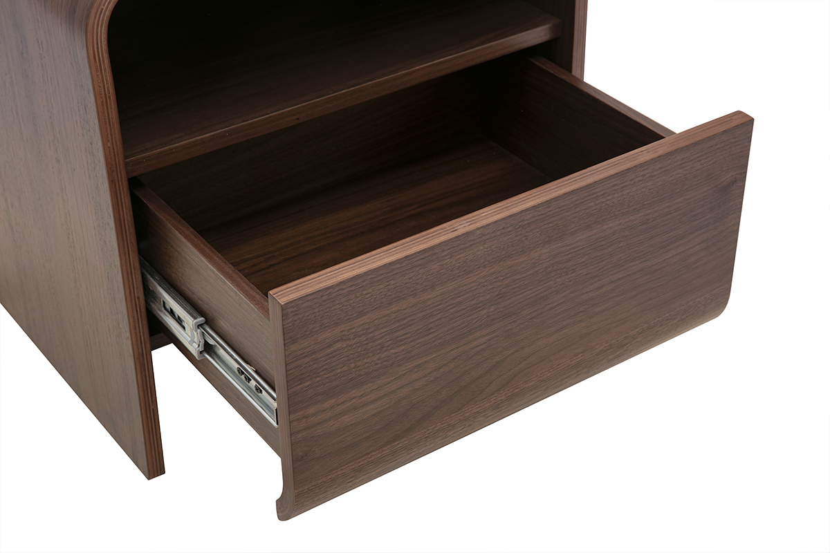 Table de chevet avec tiroir en bois fonc� noyer KYLIA