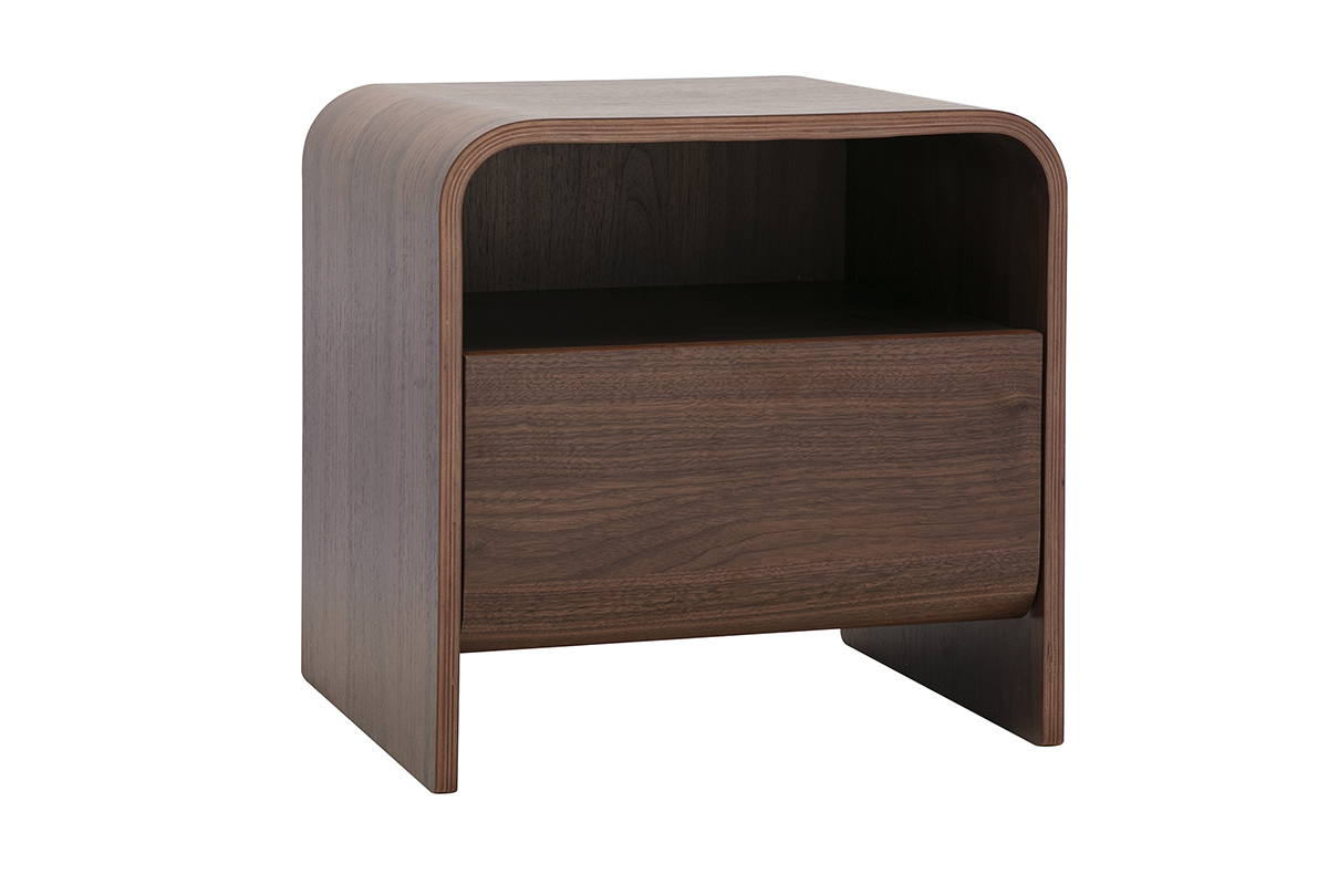 Table de chevet avec tiroir en bois fonc� noyer KYLIA