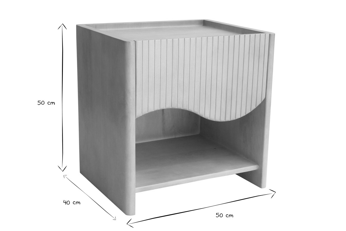 Table de chevet avec tiroir en bois manguier massif NEREA