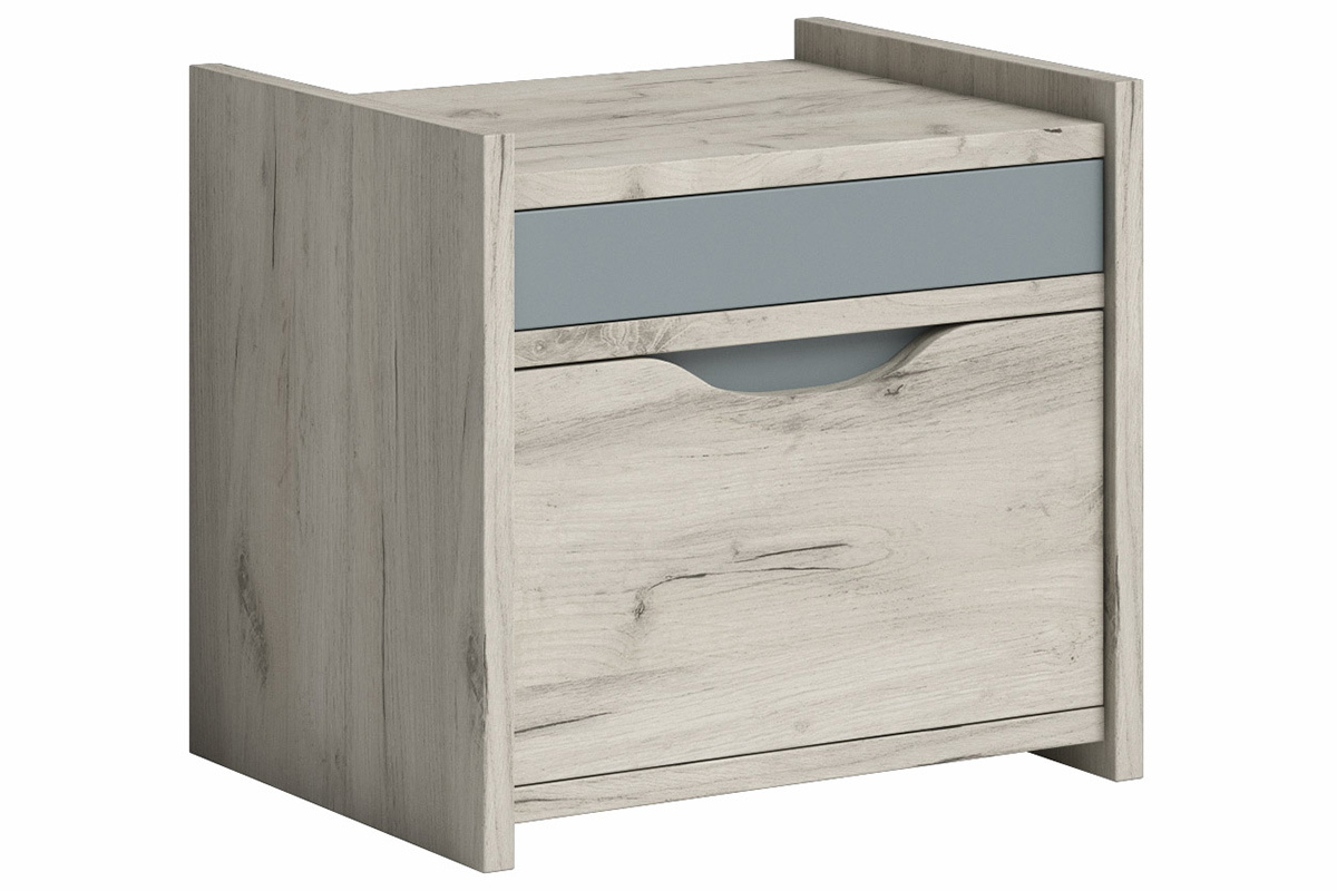 Table de chevet avec tiroir frne blanc et gris TOM