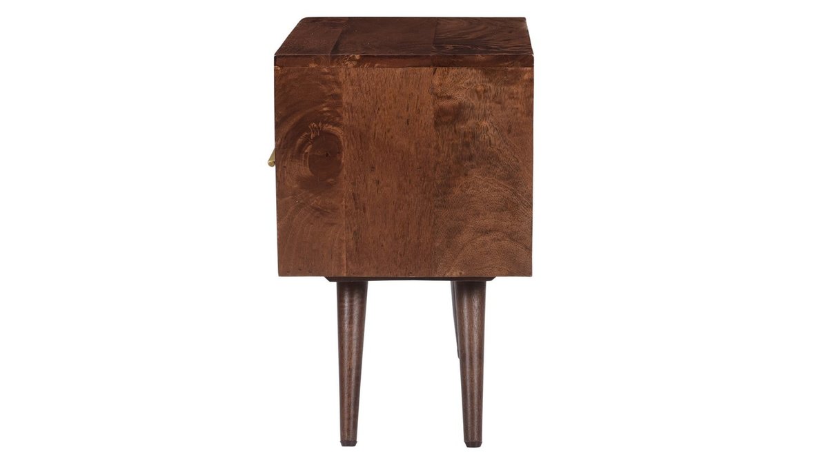Table de chevet avec tiroir grav bois fonc manguier massif L42 cm REKHA
