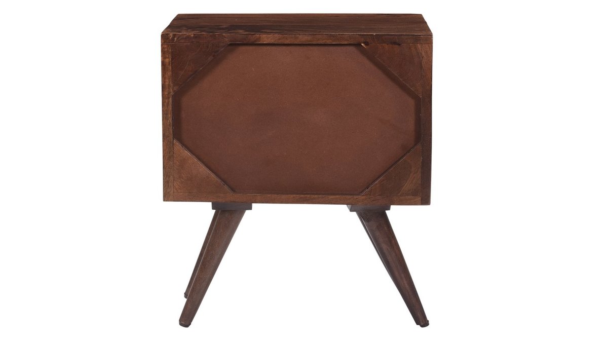 Table de chevet avec tiroir grav bois fonc manguier massif L42 cm REKHA