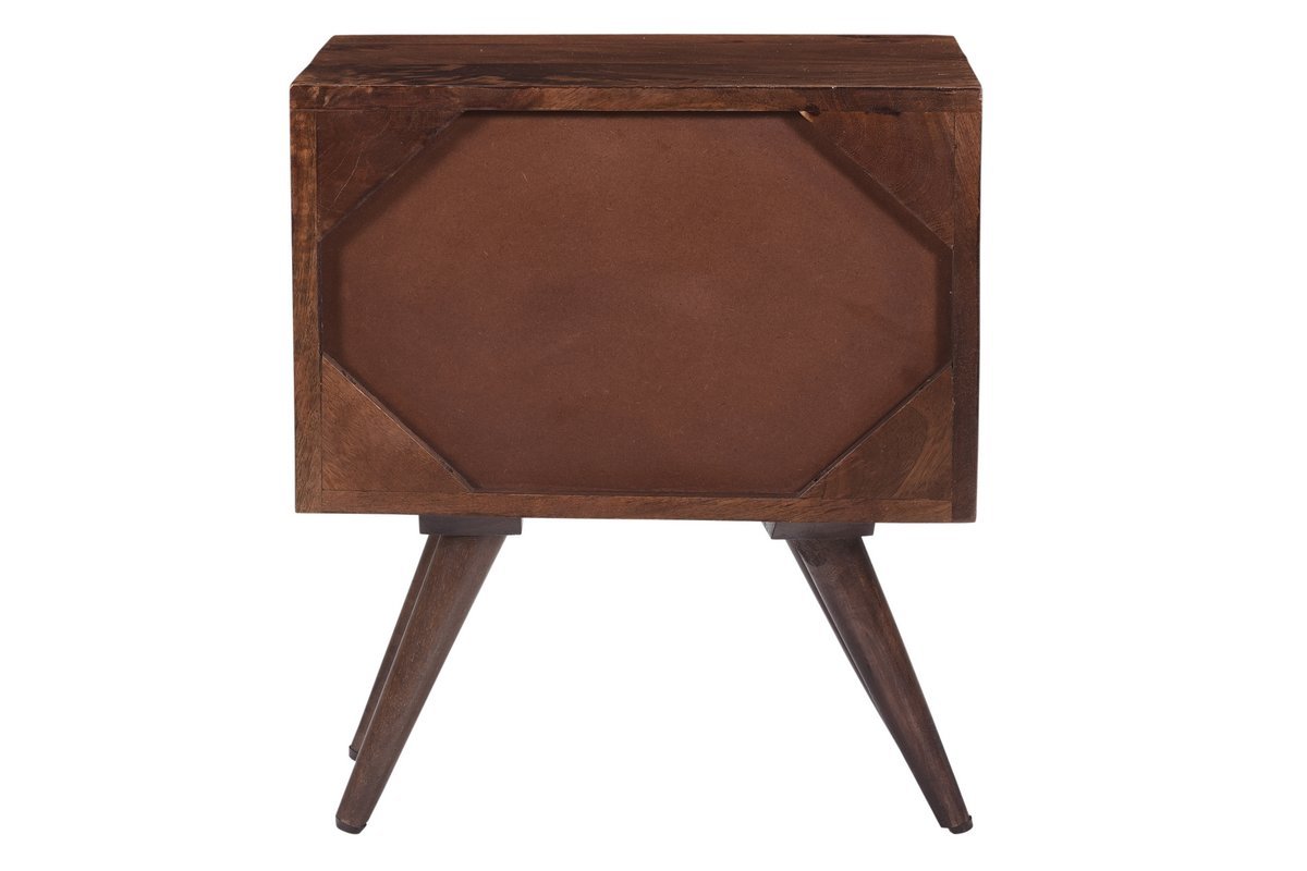 Table de chevet avec tiroir grav bois fonc manguier massif L42 cm REKHA