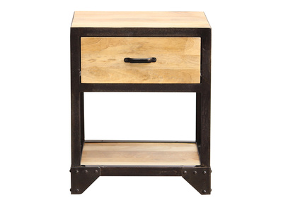 Table de chevet avec tiroir industrielle en bois manguier massif INDUSTRIA