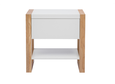 Table de chevet blanc et bois clair frêne massif ARMEL