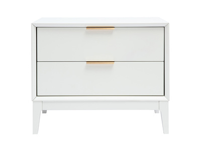 Table de chevet blanche mat et métal doré avec rangements GIANA