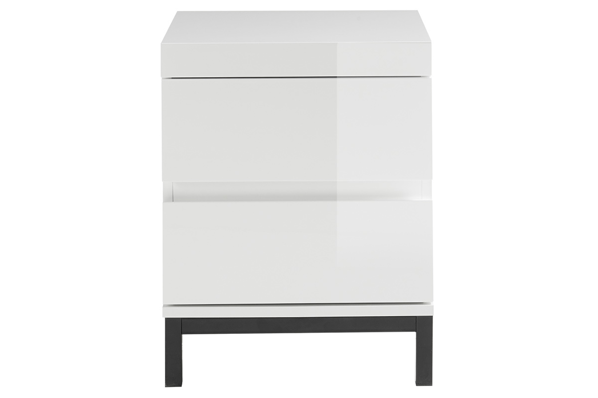 Table de chevet design 2 tiroirs blanc laqu KOLL