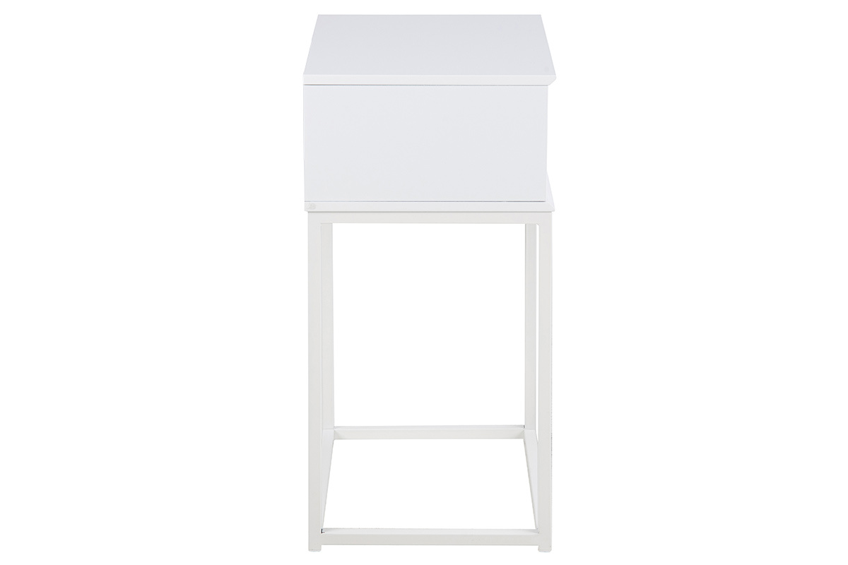 Table de chevet design avec tiroir blanche MITRAA