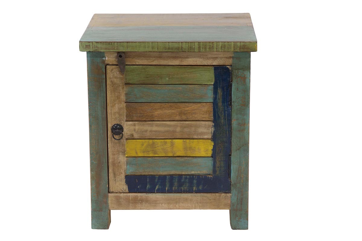 Table de chevet design bois recycl� MAYOTTE