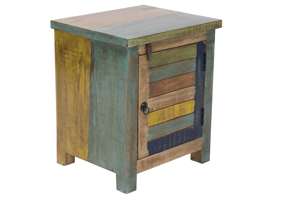 Table de chevet design bois recycl� MAYOTTE
