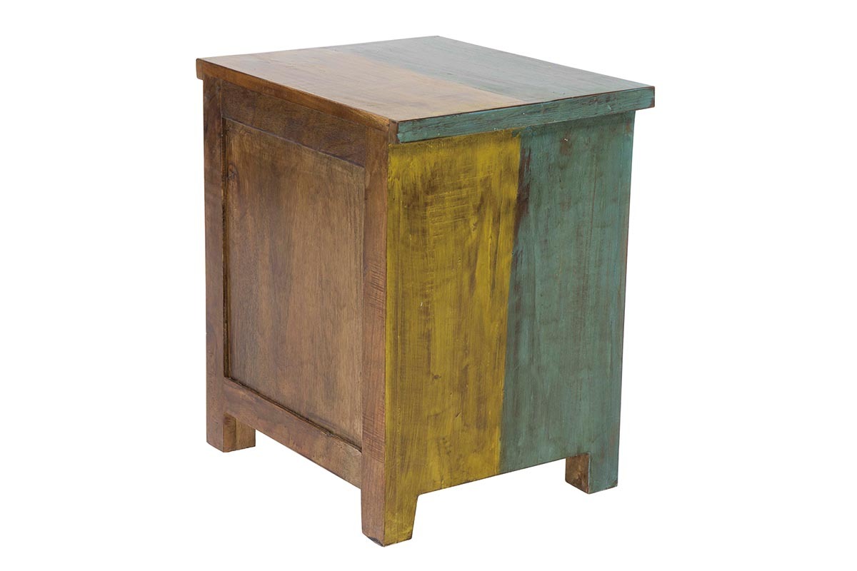 Table de chevet design bois recycl� MAYOTTE