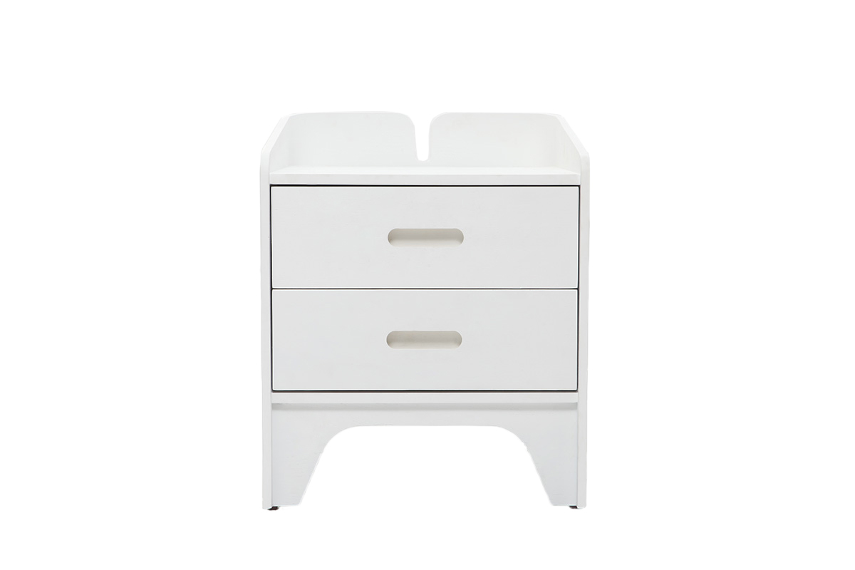 Table de chevet design fr�ne blanc NEVIL