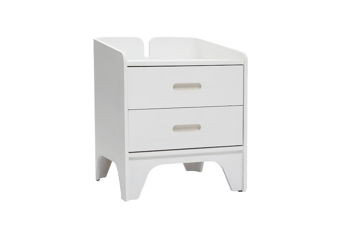 Table de chevet design fr�ne blanc NEVIL