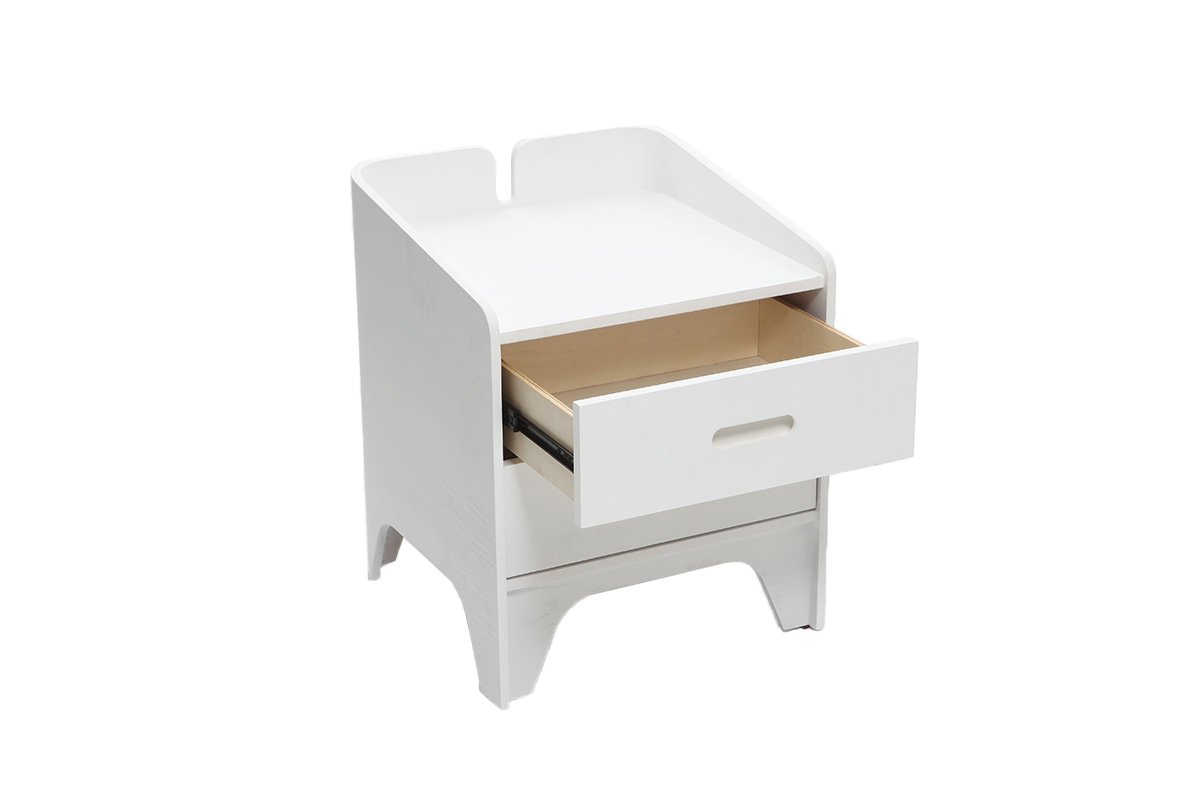 Table de chevet design fr�ne blanc NEVIL
