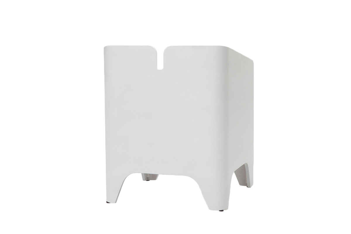 Table de chevet design fr�ne blanc NEVIL
