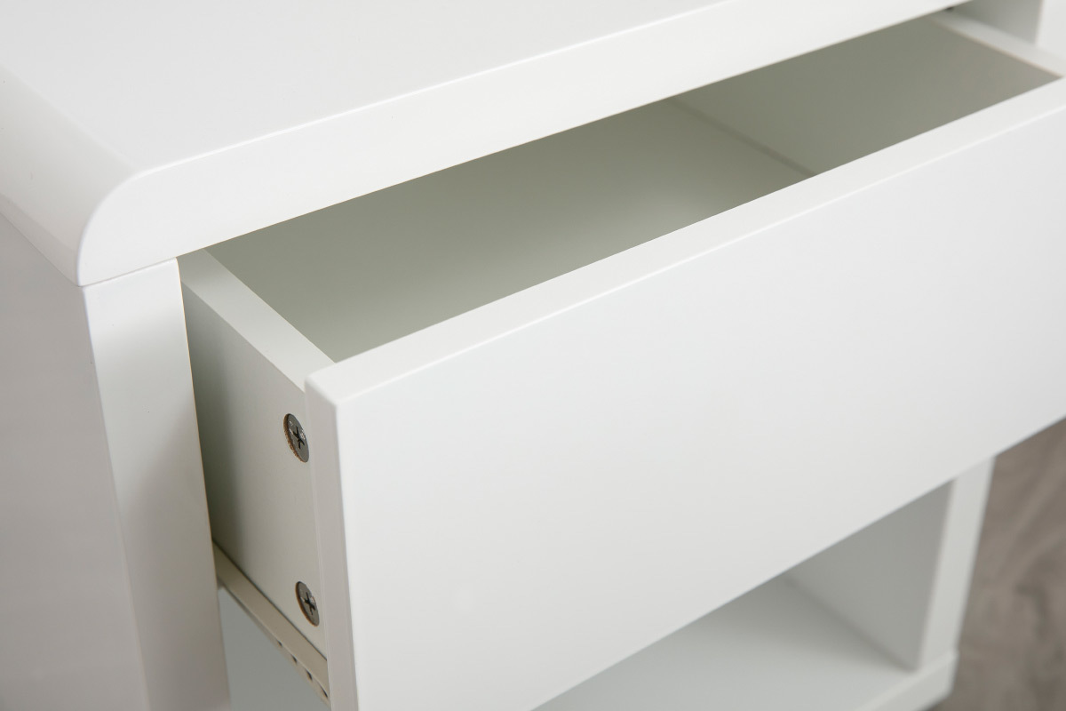 Table de chevet design laque blanche ELIO