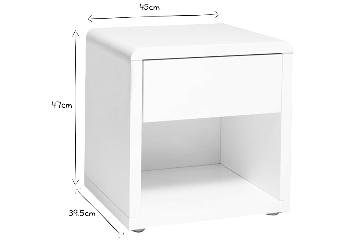 Table de chevet design laque blanche ELIO