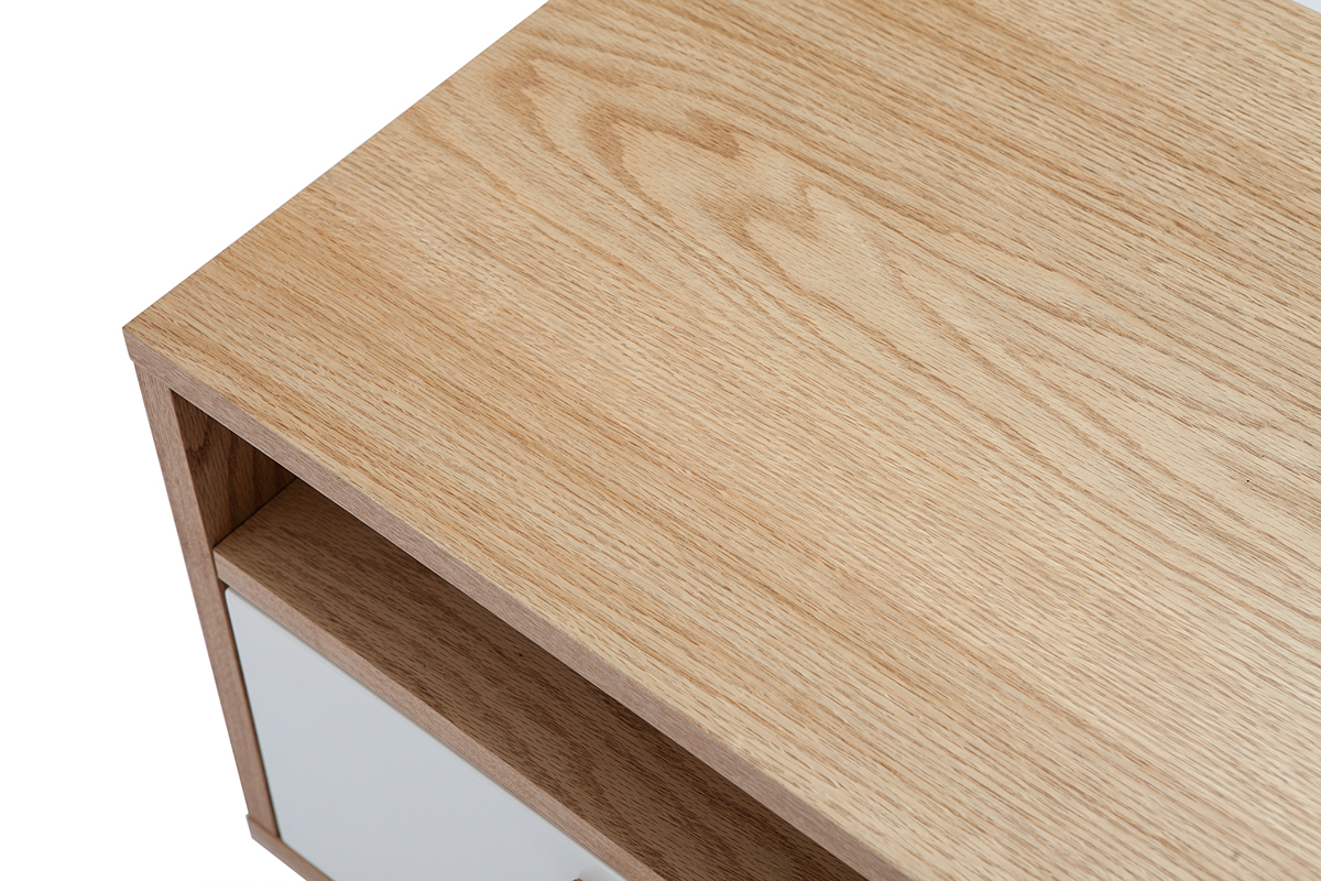 Table de chevet design scandinave blanc et chne HELIA