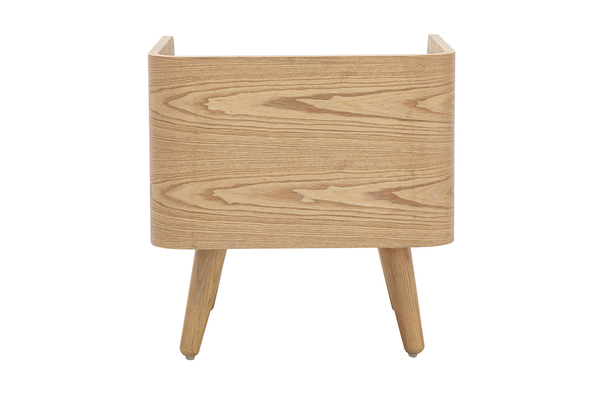 Table de chevet en bois clair fr�ne et cannage rotin ELSY