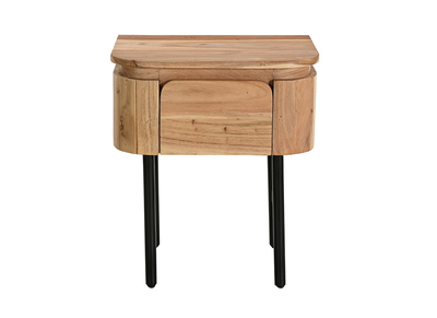 Table de chevet en bois massif et métal noir avec tiroir NAPOLI
