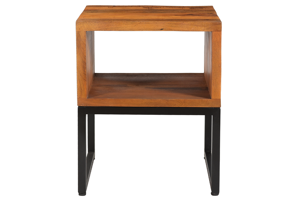 Table de chevet en manguier massif et m�tal CHENY