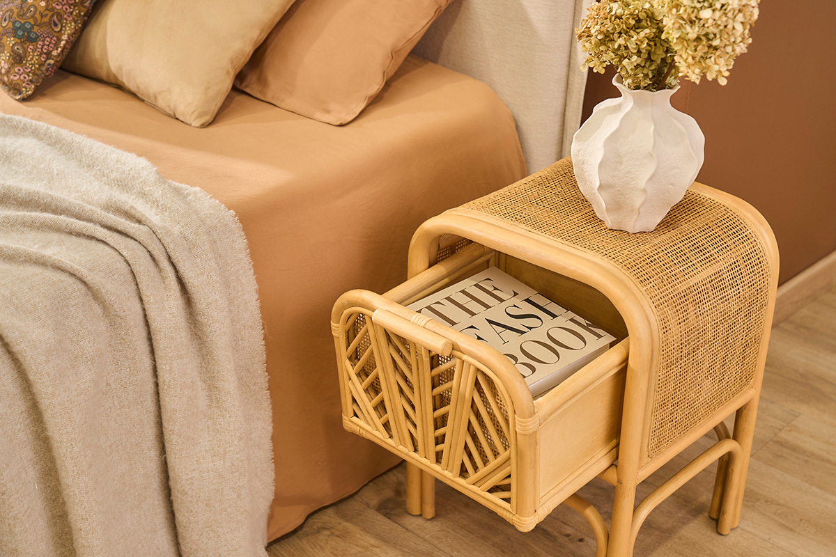 Table de chevet en rotin GALON