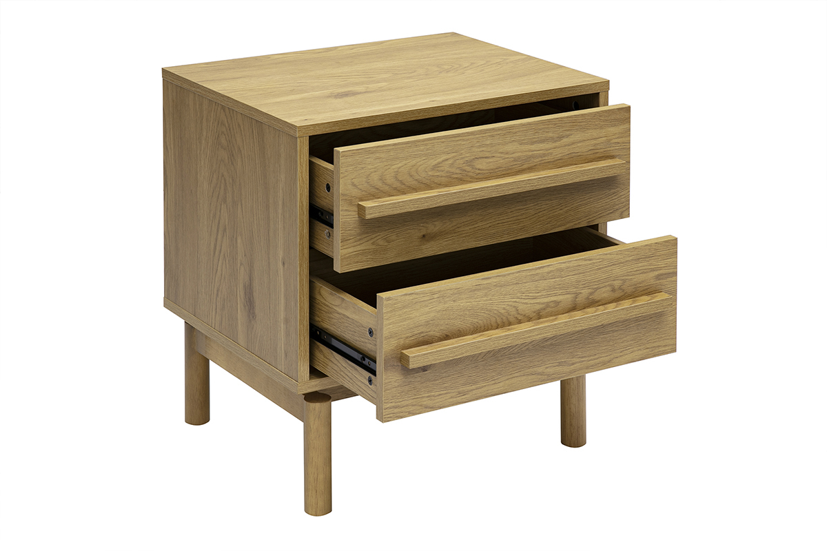 Table de chevet finition bois ch�ne 2 tiroirs YSEULT
