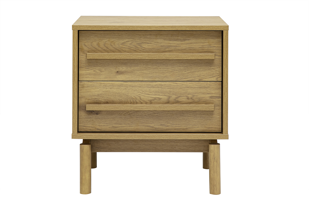 Table de chevet finition bois ch�ne 2 tiroirs YSEULT