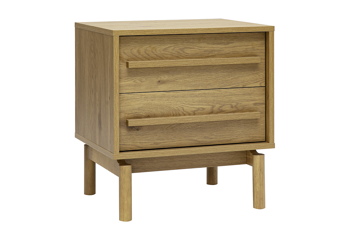 Table de chevet finition bois ch�ne 2 tiroirs YSEULT