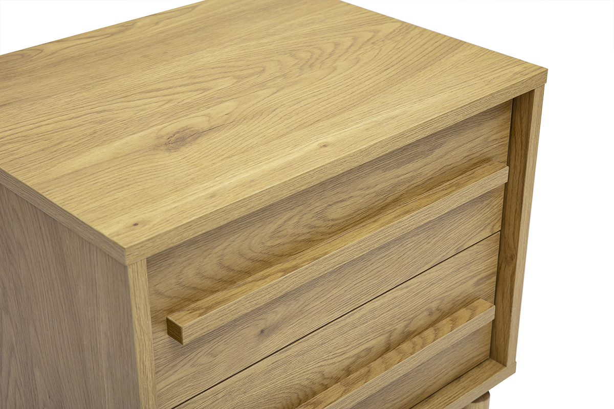 Table de chevet finition bois ch�ne 2 tiroirs YSEULT