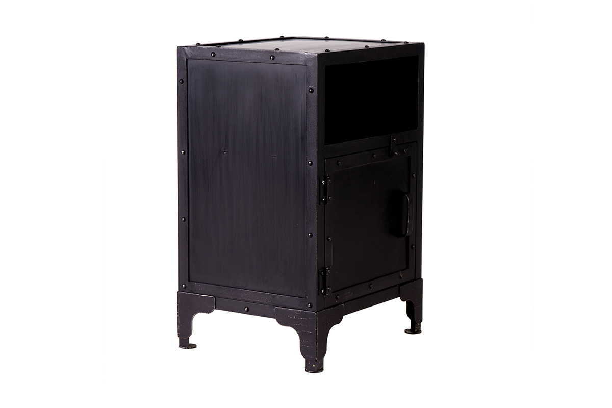 Table de chevet industrielle mtal noir FACTORY