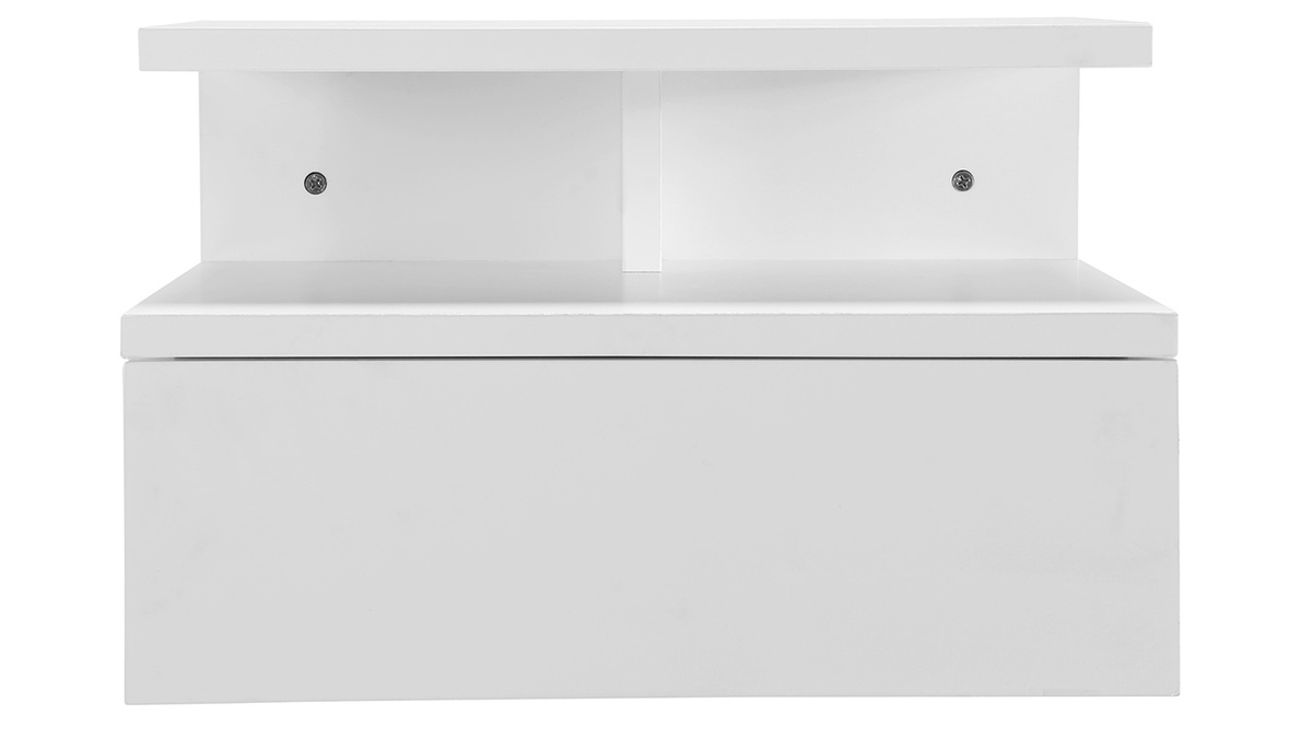 Table de chevet murale design laque blanc mat L135 cm MITSY
