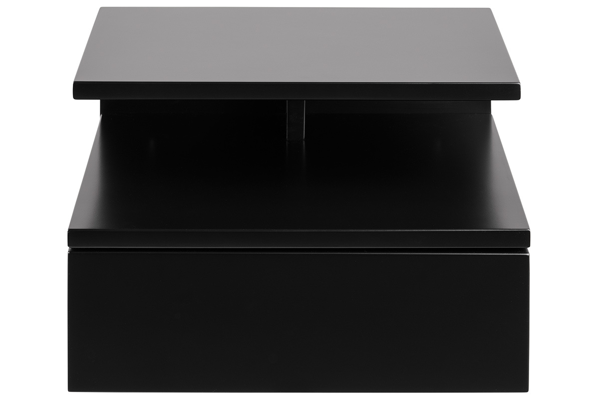 Table de chevet murale design laque noir mat L135 cm MITSY