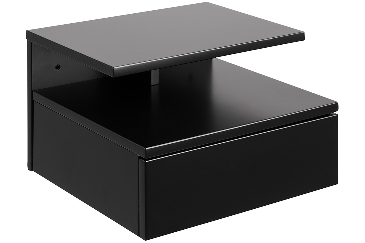 Table de chevet murale design laque noir mat L135 cm MITSY