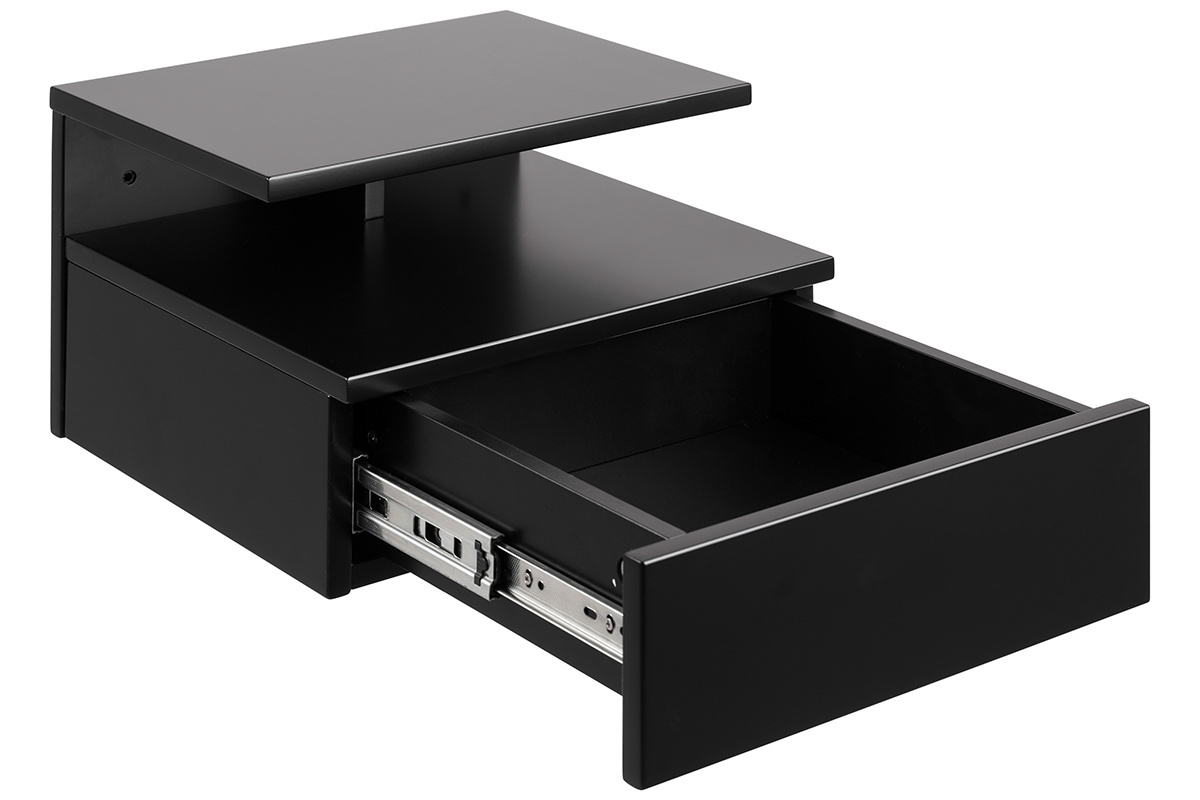 Table de chevet murale design laque noir mat L135 cm MITSY