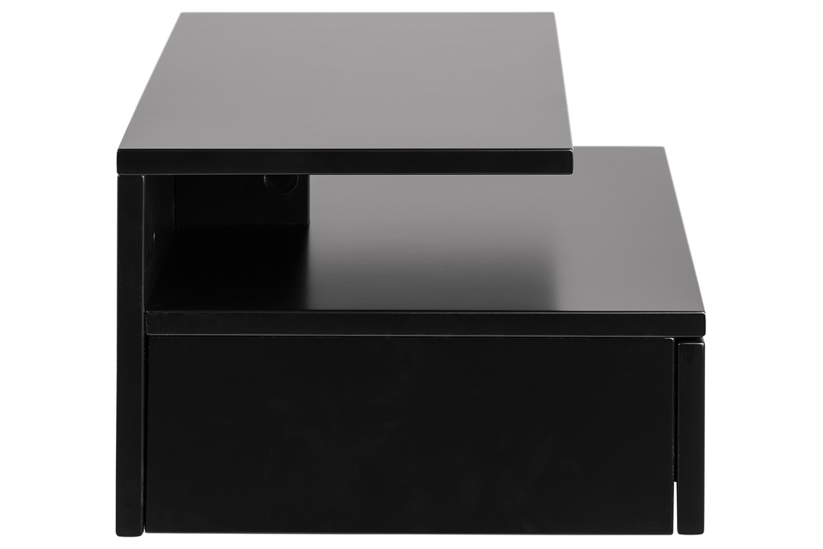 Table de chevet murale design laque noir mat L135 cm MITSY