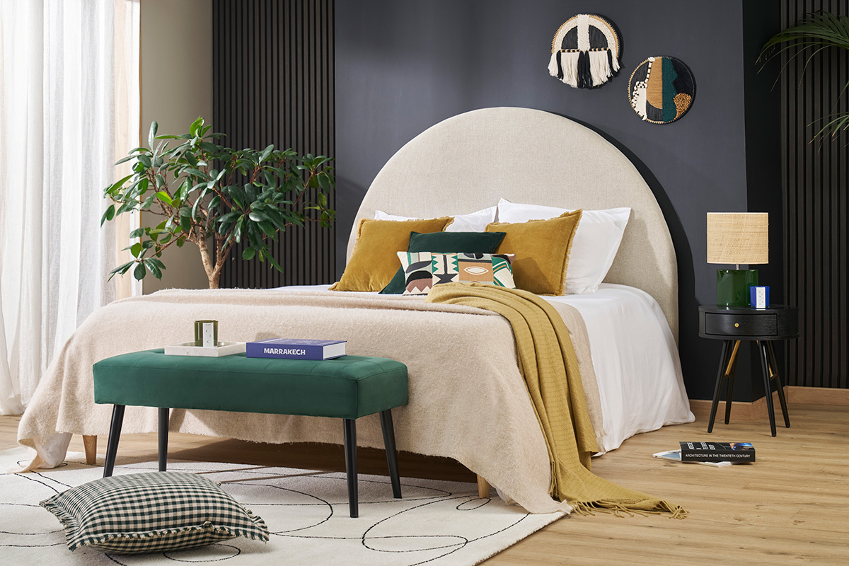 Table de chevet ronde avec tiroir bois et m�tal noir KORAL