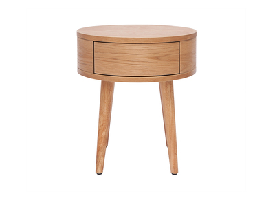 Table de chevet ronde en bois clair avec tiroir JUDITH