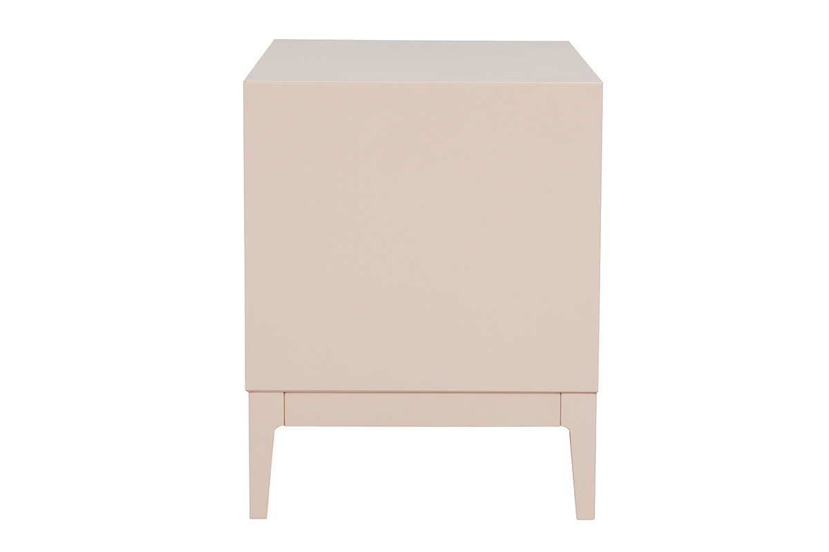 Table de chevet rose poudr et mtal dor avec rangements GIANA