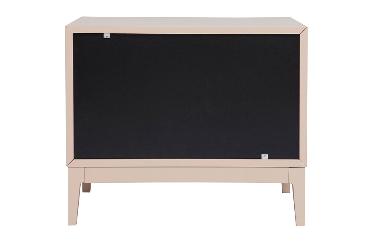 Table de chevet rose poudr et mtal dor avec rangements GIANA
