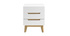 Table de chevet scandinave 3 tiroirs blanc mat et bois SKIVE