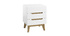 Table de chevet scandinave 3 tiroirs blanc mat et bois SKIVE
