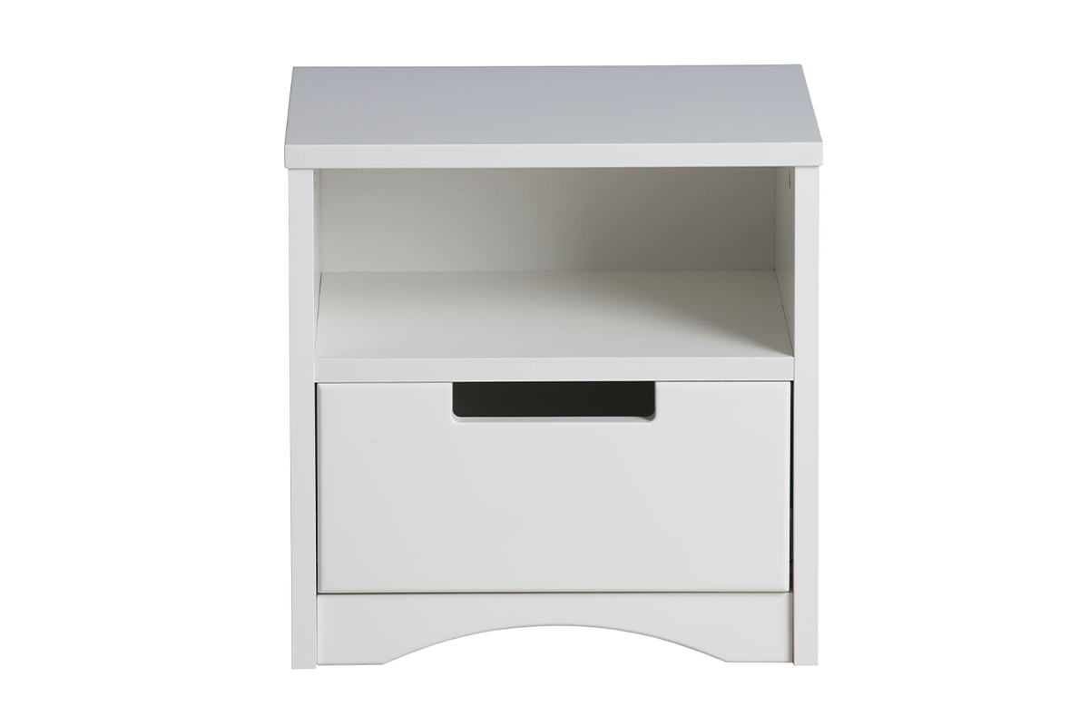 Table de chevet scandinave avec rangements blanche L50 cm ANTONIN