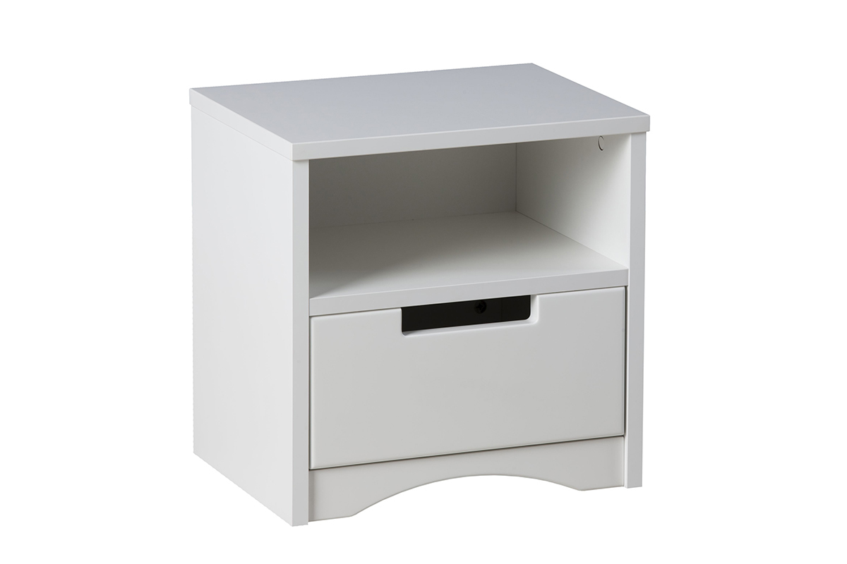 Table de chevet scandinave avec rangements blanche L50 cm ANTONIN