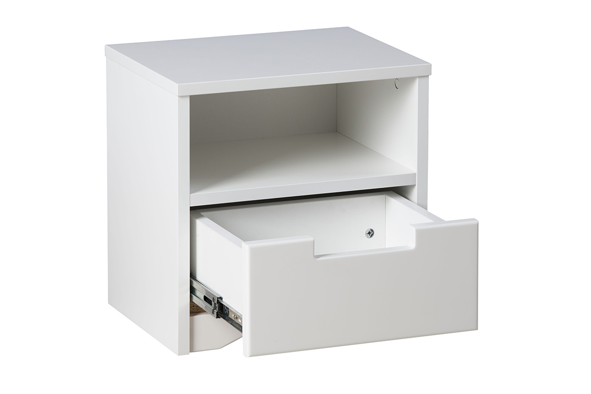 Table de chevet scandinave avec rangements blanche L50 cm ANTONIN