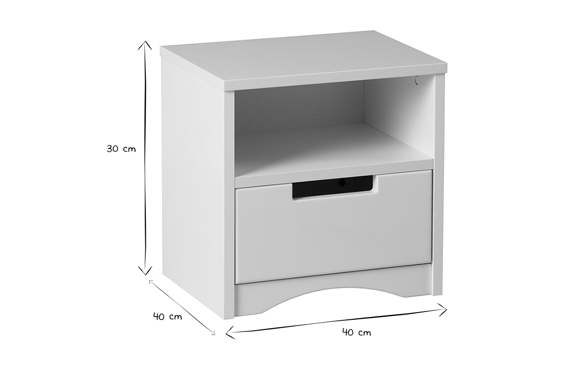 Table de chevet scandinave avec rangements blanche L50 cm ANTONIN