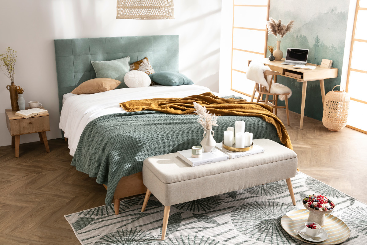 Table de chevet scandinave avec tiroir blanc et bois clair chne MAHE