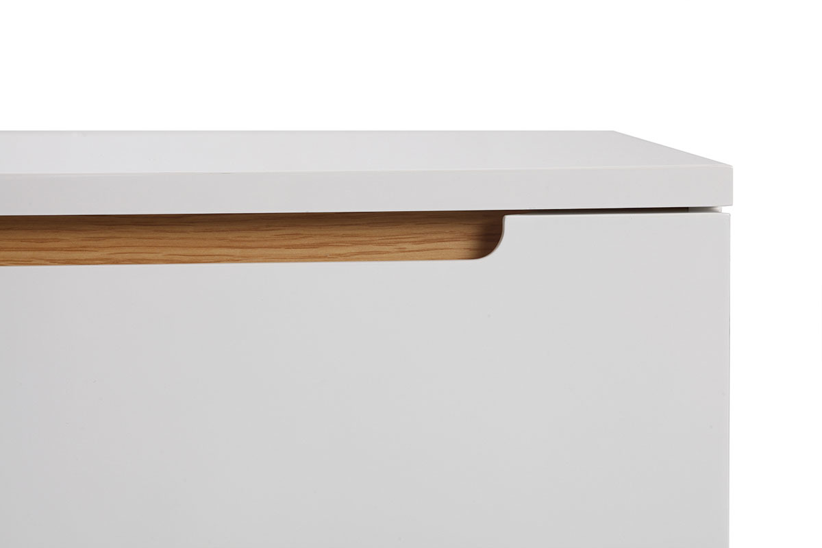 Table de chevet scandinave blanc brillant et frne MELKA