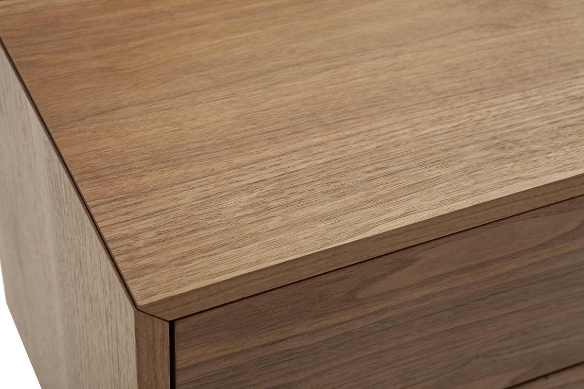 Table de chevet vintage bois fonc noyer et mtal MANNY